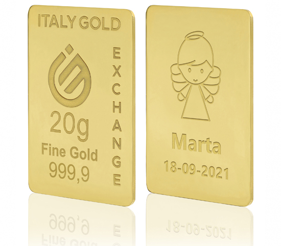 Lingotto Oro 24Kt da 20 gr. per Battesimo  IGE GOLD